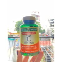 (DATE 05/2025) 120 viên Vitamin C 2000mg thuần chay Spring Valley Mỹ