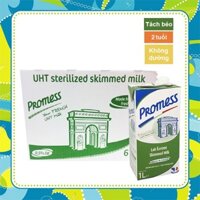 Date 10/2025-Thùng 6 hộp 1L sữa tươi không đường tách béo Promess (mới nhất).