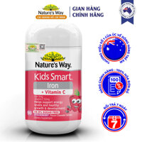 [Date 11/25] Viên Nhai Hỗ Trợ Bổ Sung Sắt Cho Bé Natures Way Kids Smart Iron + Vitamin C  - Hộp 50 Viên