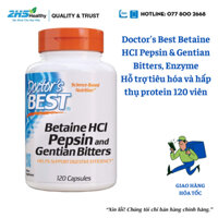 [Date 2026] Doctor's Best Betaine HCI Pepsin & Gentian Bitters, Enzyme hỗ trợ tiêu hóa và hấp thụ protein 120 Capsules