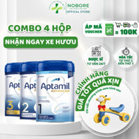 [✨DATE 2026 TẶNG XE CHÒI] Combo 4 Hộp Sữa Aptamil Advanced UK Anh Quốc Số 1,2,3 - Hộp 800g NBR