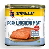 [Date 2029] Pate Thịt heo Tulip Premium Pork Luncheon Meat Giảm Mặn 340g