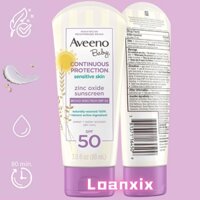 ✙♕[DATE 8/2023] Kem Chống Nắng Cho Bé Aveeno Baby Continuous Protection Sensitive Skin Sunscreen Lotion SPF 50