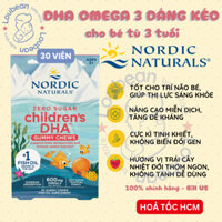 Date 9/2025 Kẹo Omega 3 Nordic Children's DHA Gummies cho bé từ 3 tuổi 30 viên nội địa Mỹ Loubean