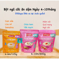 Date 9/25-2026 Bột ăn dặm cháo kem sữa MILUPA Anh cho bé từ 4,5,6,10 tháng