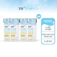 (Date Mới) Combo 4 lốc sữa tươi tiệt trùng vị tự nhiên TH true MILK GOLD 180ml (180 ml x 16)