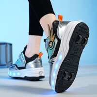 (Date mới) Giày có bánh xe gót chân trẻ em Giày trượt đi bộ bốn bánh có thể thu vào phiên bản học s