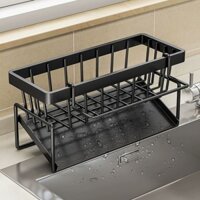 (Date mới) Jibaiju Giá thoát nước nhà bếp bóng làm sạch khăn rửa chén có giá để đồ vòi bếp bồn rửa