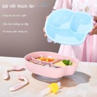(Date mới) Một bộ hoàn chỉnh gồm đĩa ăn tối cho bé, giác hút, hộp cơm trưa ngăn đựng thực phẩm dành
