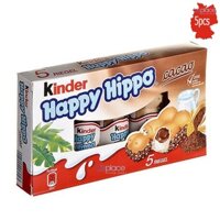 (date mới nhất)Bánh socola kem sữa cacao Happy Hippo Kinder hộp 5pcs 100g