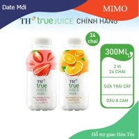 [Date Mới] Thùng 12 chai sữa dâu & 12 chai sữa cam tự nhiên TH True Juice Milk 300ml (300ml x 24)