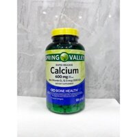 Date T9/2026_ Viên Bổ Sung Canxi Spring Valley Calcium 600mg Plus Vitamin D3 120 viên mềm của Mỹ