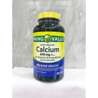 Date T9/2026_ Viên Bổ Sung Canxi Spring Valley Calcium 600mg Plus Vitamin D3 120 viên mềm của Mỹ