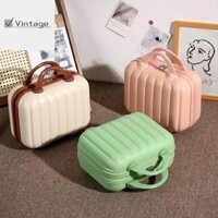 DATURAS Hành lý nhỏ Hộp trang điểm hình bí ngô Vali Hộp đựng đồ vệ sinh cá nhân Vali màu kẹo Không thấm nước Hành lý có khóa kéo Hộp đựng mỹ phẩm 14-inch Túi đựng đồ du lịch