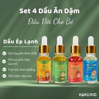 Dầu ăn dặm mini cho bé Hakukid,Dầu cá hồi, Olive óc chó và dầu gấc cho bé từ 6m+