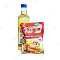 Dầu ăn đậu nành Simply chai 1 lít và Hạt nêm Ajingon túi 170gr