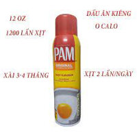Dầu ăn kiêng Pam 12 oz (date 2025) dầu ăn 0 Calo chính hãng chiên xào ăn eatclean, giảm cân
