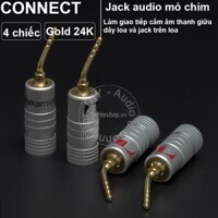 Đầu bấm dây loa jack audio mỏ chim gold 24K 1.5mm 4 chiếc