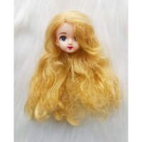 Đầu búp bê Licca chính hãng, tóc dài xoăn vàng, mái chéo