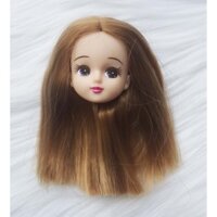 Đầu búp bê Licca chính hãng, tóc nâu thằng dài, ngôi giữa