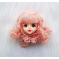 Đầu búp bê Licca Jenny chính hãng, tóc hồng tôm xoăn đuôi