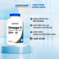Dầu cá hàm lượng cao Omega 3 Nutricost 2500mg (120 viên) của Mỹ, bổ mắt, trí não, tim mạch, đẹp da