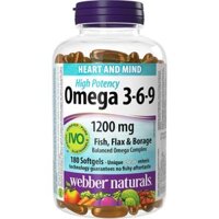 Dầu cá không tanh vị cá Omega-3-6-9 1200mg Webber Naturals 180 viên