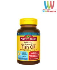 Dầu cá Nature Made Fish Oil 1400mg 1000mg Omega-3 65 viên (Burp-Less)