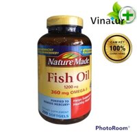 Dầu cá nature made fish oil omega 3 1200mg hộp 230 viên của Mỹ.
