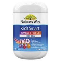 Dầu cá Natures Way Kids Smart Omega-3 Fish Oil Trio 180 Capsules - Hàng Úc Chính Hãng