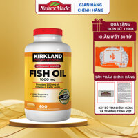 Dầu Cá nguyên chất Kirkland Signature Omega 3 Fish oil 1000mg hộp 400 viên giúp đẹp da, bảo vệ mắt và hỗ trợ tim mạch