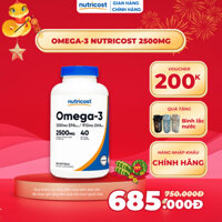 Dầu cá Omega 3 Nutricost 2500mg EPA DHA (120 viên) của Mỹ, bổ mắt, trí não, tim mạch, đẹp da