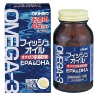 Dầu cá Omega 3 Orihiro Fish Oil Nhật Bản tốt cho mắt, tim mạch và não hộp 180 viên