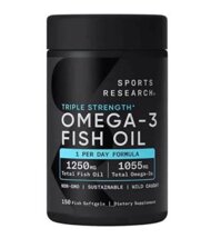 Dầu cá Sports Research Triple Strength Omega 3 Fish Oil 150 viên của Mỹ