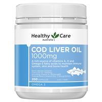 Dầu cá tuyết Healthy Care Cod Liver Oil 1000 mg, 200 viên