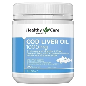 Dầu cá tuyết Healthy Care Cod Liver Oil 1000 mg, 200 viên