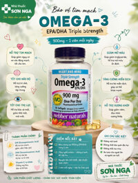 Dầu cá Webber Naturals Omega-3 Triple Strength 900mg Hỗ Trợ Tim Mạch, Não Bộ và Thị Lực – Nhập Khẩu Chính Ngạch Đủ 2 Tem, 80 v