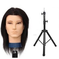 Đầu canh nam tóc thật học sấy, uốn, nhuộm