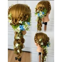 Đầu canh tạo kiểu tết tóc, đầu ken tết tóc tạo kiểu tóc cô dâu gắn hoa, cài nơ _STD0180