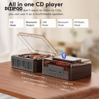 Đầu CD Gỗ DITIPOO, Máy Nghe Nhạc Bluetooth Có Dây, Loa Tích Hợp Retro Màu Nâu Điều Khiển Từ Xa M Radio