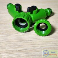 Đầu chia vòi nước 2 cổng có van khóa bằng đồng nhựa – van nước máy giặt -KC2ducNHUA