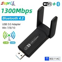 Đầu chuyển đổi dongle thẻ mạng wifi không dây AC 1300Mbps 5.8G/ 2.4G LAN USB 3.0 bluetooth 4.2 802.11ac cho laptop