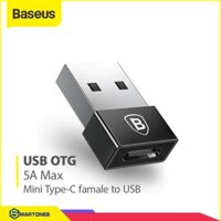 Đầu chuyển đổi USB OTG Baseus Type C (famale) to USB (Male) hỗ trợ lên đến 5A cho Samsung, Xiaomi..
