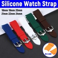 Đầu cong 18mm 19mm 20mm 21mm 22mm 24mm Dây đeo đồng hồ silicon cho Seiko Diver Lặn cao su mềm Dây đeo đồng hồ Arc End cho nam nữ Vòng tay thay thế Dây đeo đồng hồ màu đen