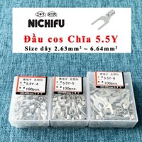 Đầu cos 5.5Y Nichifu Nhật Bản - Đầu cốt chữ Y loại trần - Cho dây 2.63 tới 6.64mm2 5.5Y-4 5.5Y-5 5.5Y-6