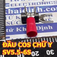 ĐẦU COS CHẺ BỌC NHỰA cos chữ Y SV5.5-6U dây 4-6mm lỗ ốc M6 màu đen/đỏ (gói 50 cái) kde5587