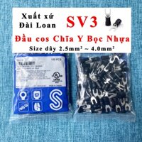 Đầu cos chĩa SV3 Đài Loan - Đầu cos chữ Y có bọc nhựa cứng - Dây 2.5mm2 tới 4mm2 mã hàng SV3-4 SV3-5