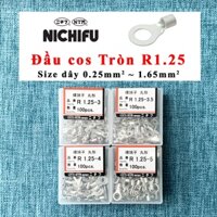 Đầu cos đồng tròn R1.25 Nichifu xuất xứ Nhật Bản 🇯🇵 Loại trần Cho dây 0.25~1.65mm2 - R1.25-3 R1.25-3.5 R1.25-4 R1.25-5