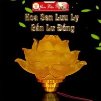 Đầu Đèn Hoa Sen Lưu Ly Có Sẵn LED Để Trên Lư Đồng CHÂN THIỆN MỸ, Trang Trí Bàn Thờ