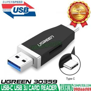 Đầu đọc thẻ nhớ 2 in 1 USB 3.0 & USB Type-C Card Reader Ugreen 30359